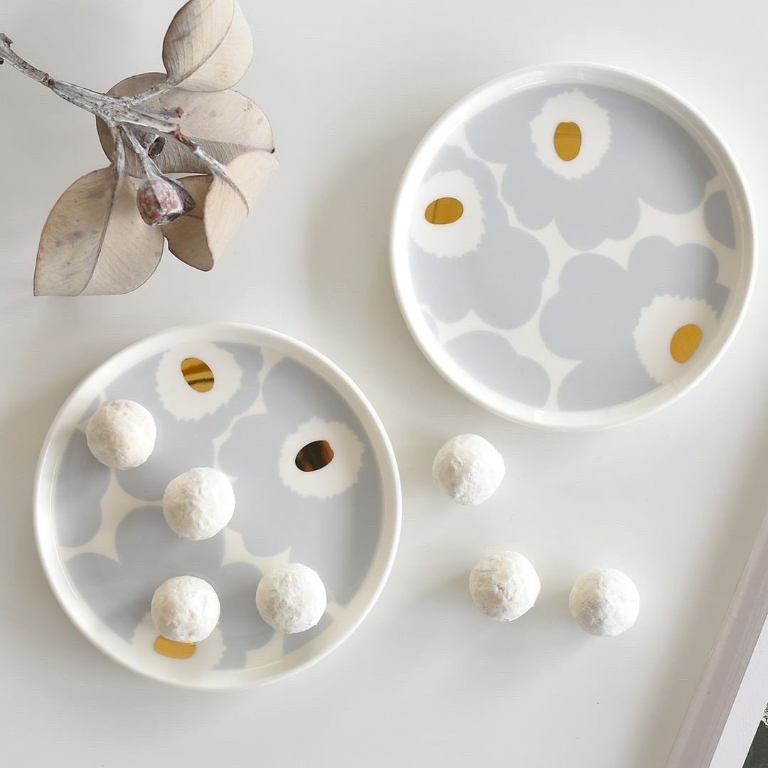 Marimekko 花花 器具 碗盤 馬克杯 杯子 淺藍色 金色 / 現貨