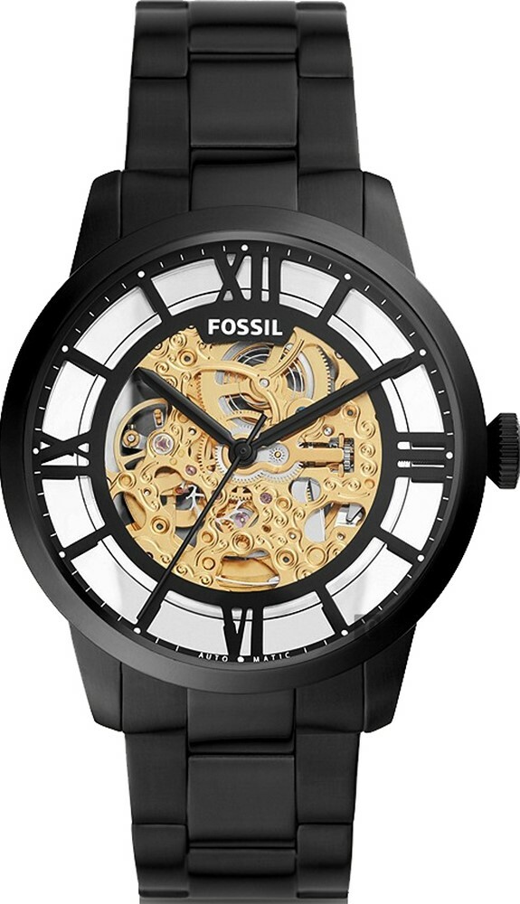 萬年鐘錶 - Fossil     休閒時尚全黑機械自動男錶 ME3197  錶徑44MM