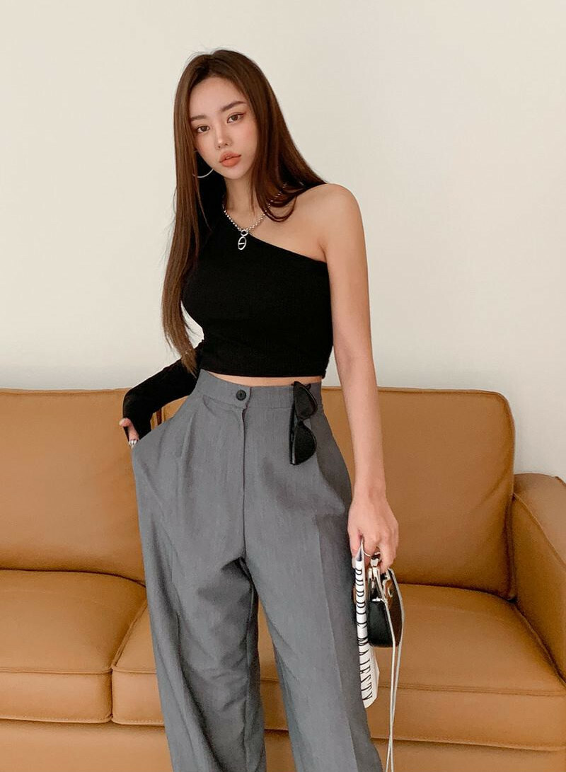 單肩性感棉質上衣