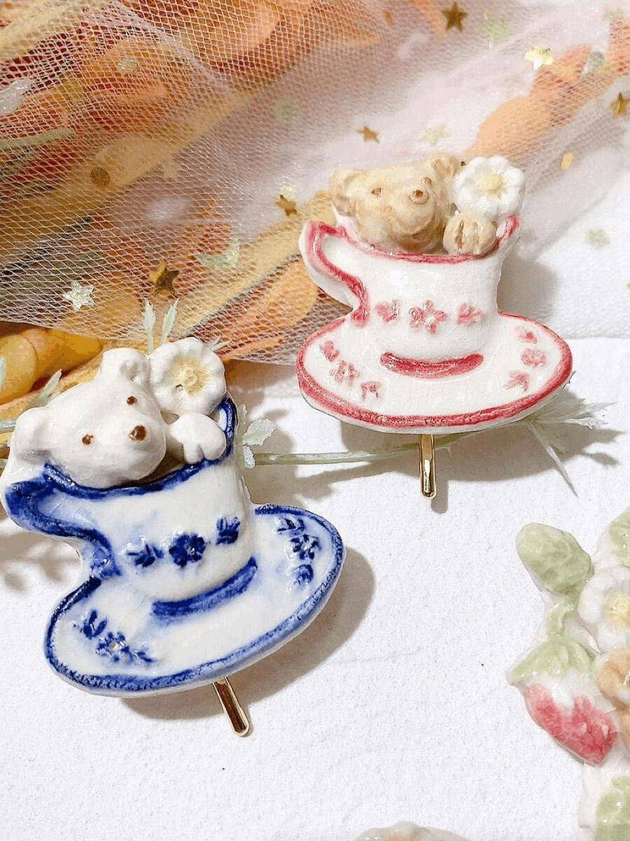 [手作家] 熊仔與杯髮圈插