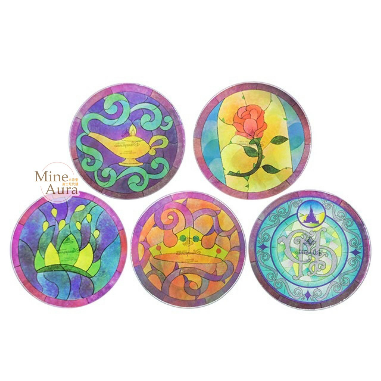 奇妙夢想城堡 公主系列 Princess Line 馬賽克 圖案 杯墊 5入組 -香港迪士尼樂園