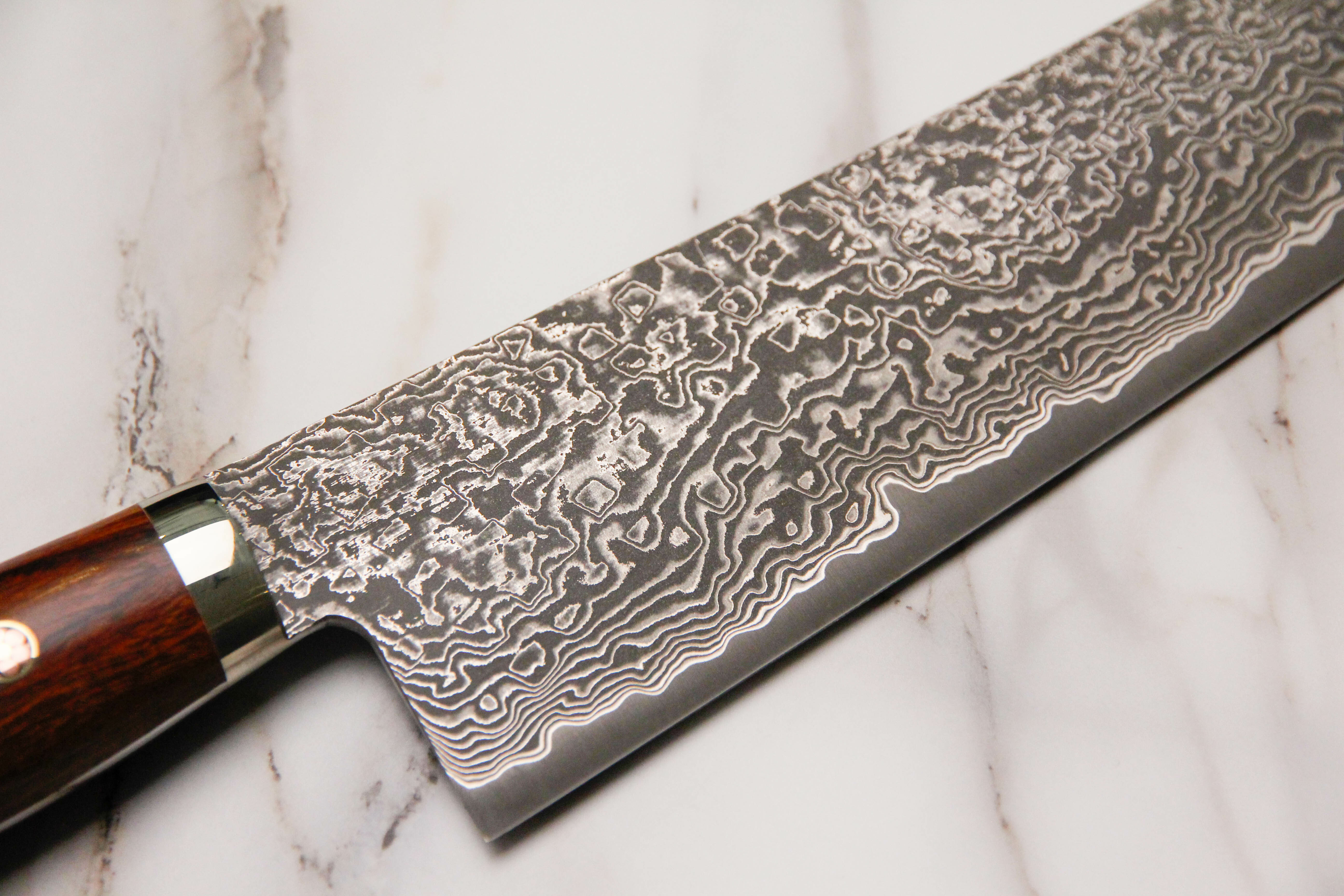 田中誠貴R2粉末鋼黑染大馬士革紋牛刀270mm 沙木鐵木洋柄