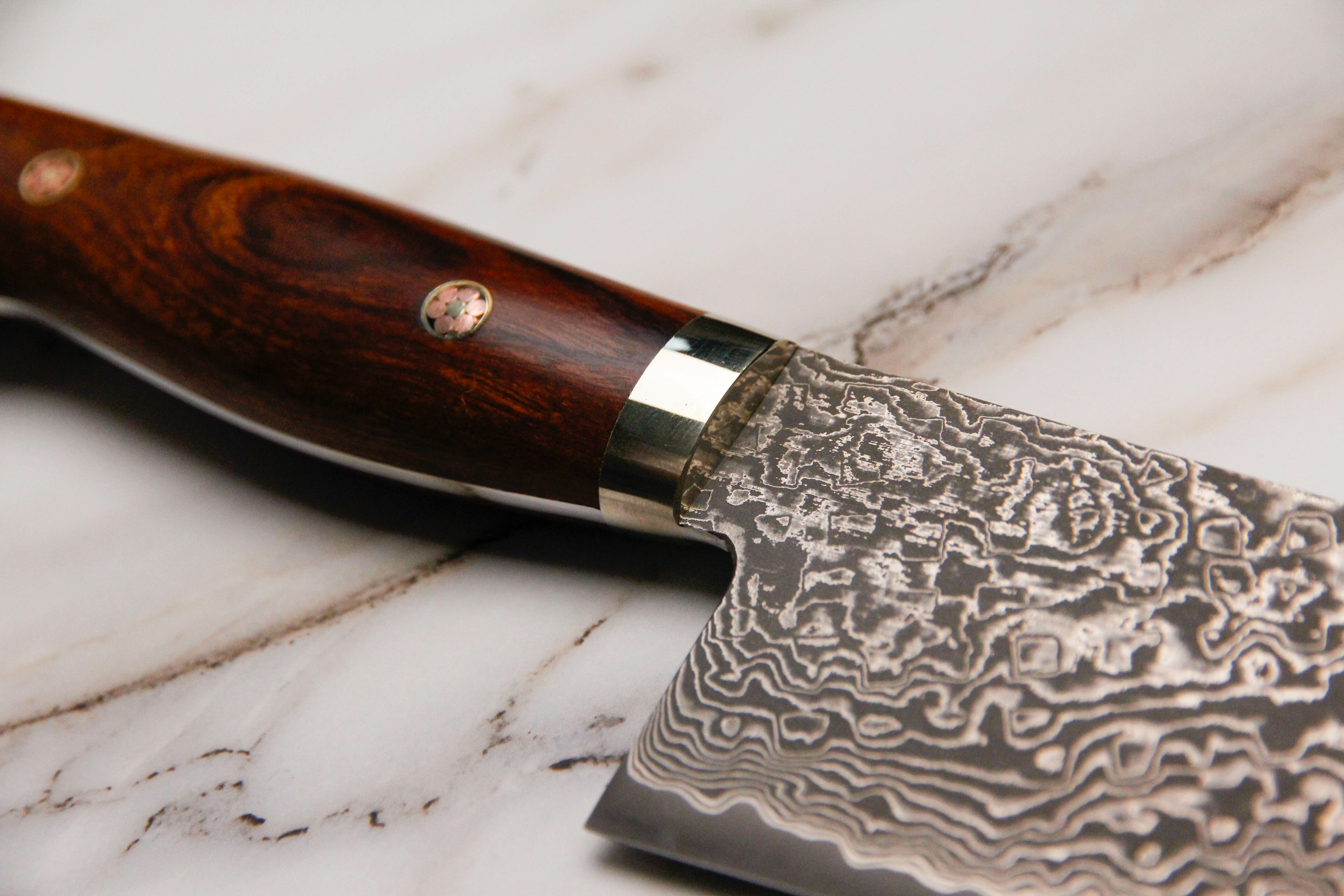 田中誠貴R2粉末鋼黑染大馬士革紋牛刀270mm 沙木鐵木洋柄