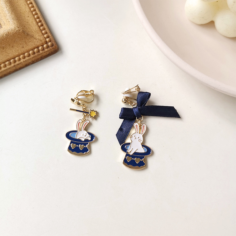 蝴蝶結兔帽耳環