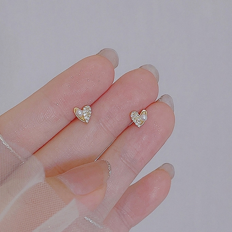 愛心珠鑽迷你耳環