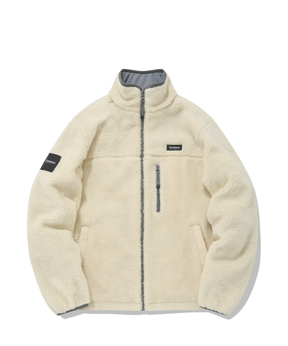 COVERNAT 雙面羊羔絨外套 夾克 米/灰色