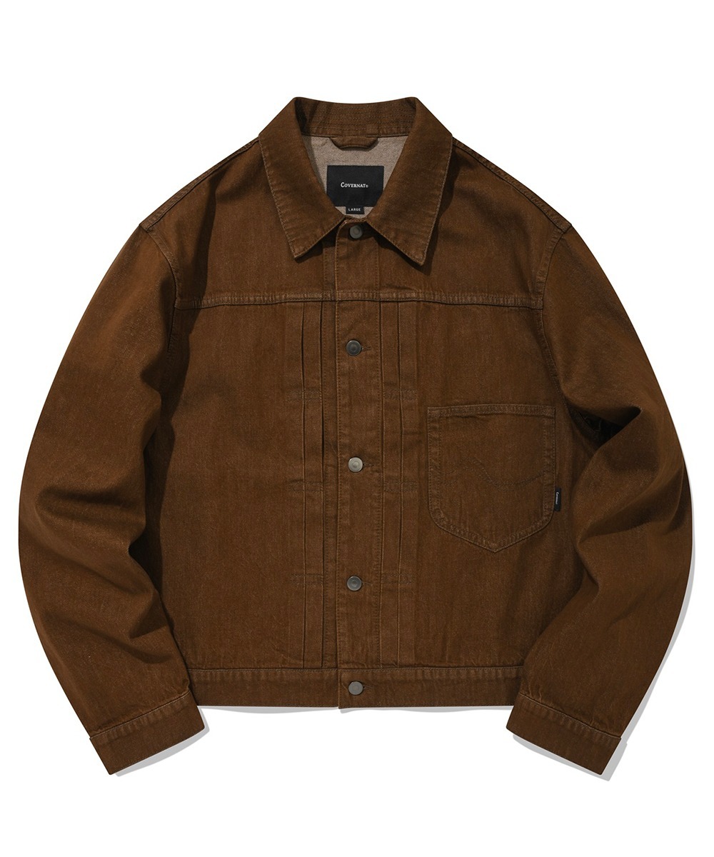 COVERNAT 縫線牛仔外套 夾克 棕色