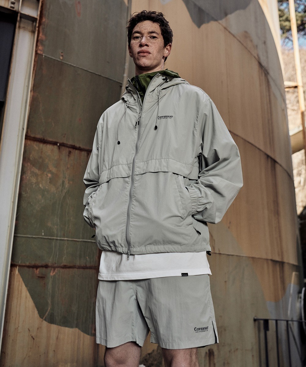 COVERNAT 可收納 風衣 外套 夾克 淺灰色