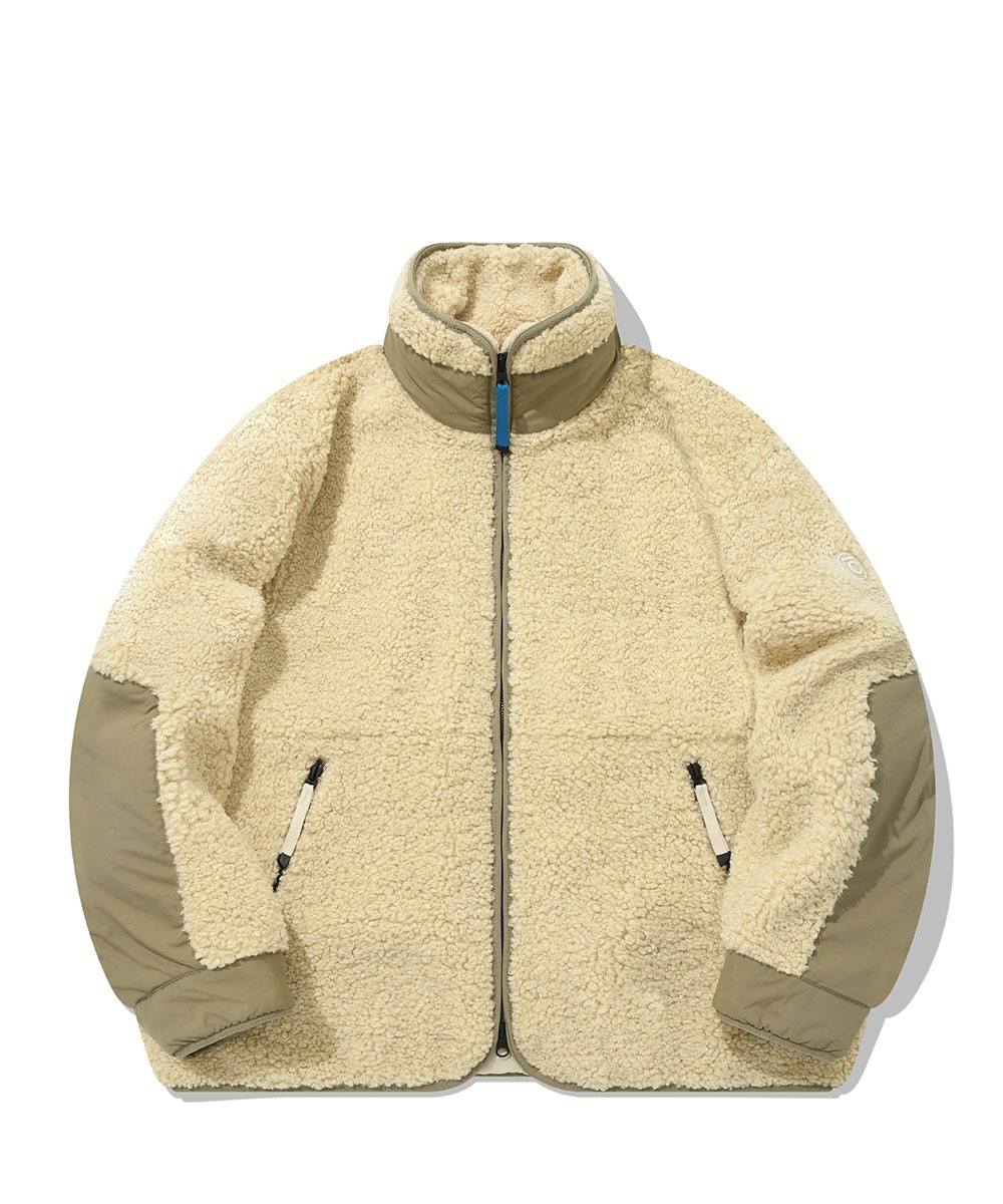 COVERNAT 抓絨拉鍊 外套 夾克 象牙色
