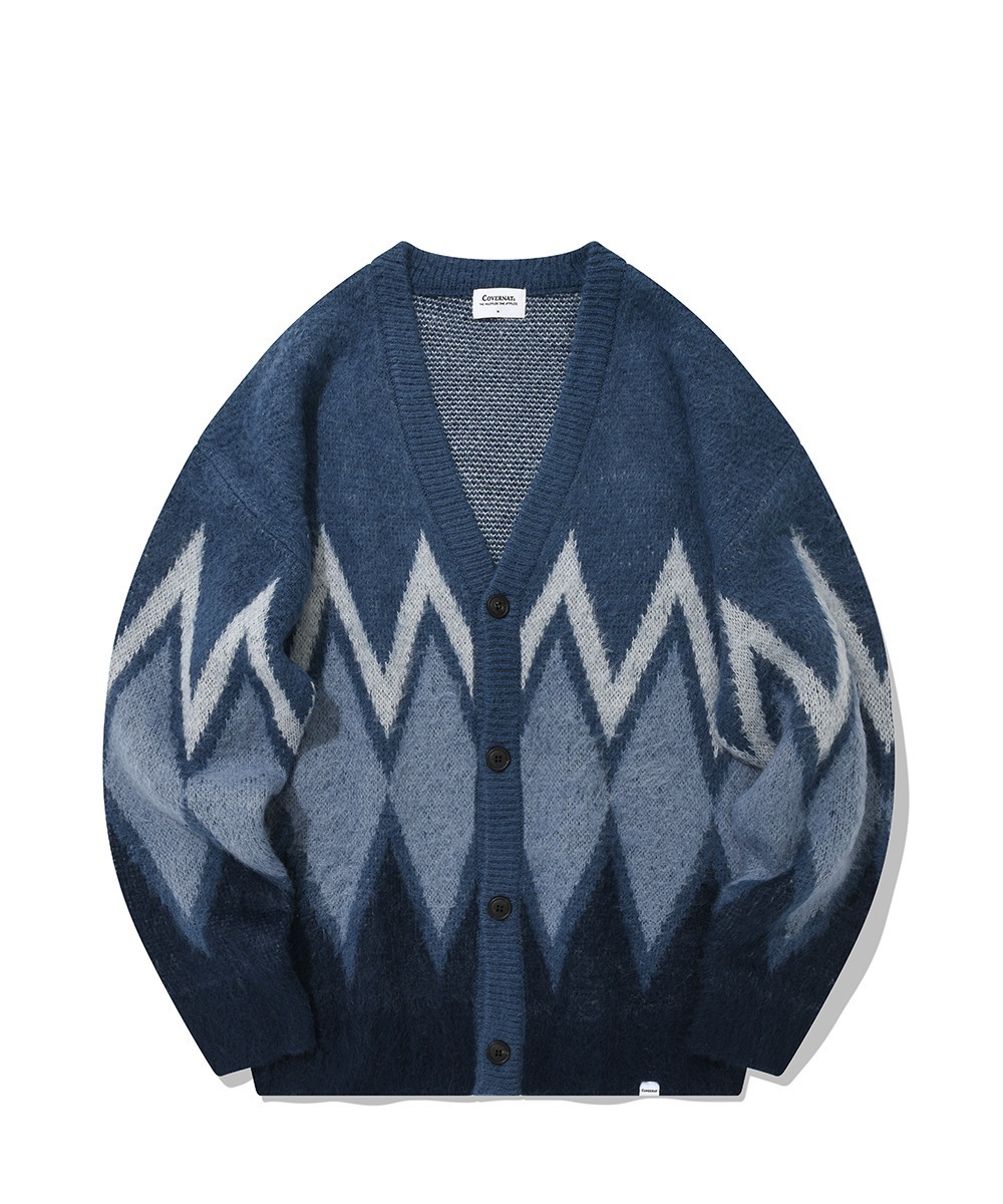COVERNAT 菱形圖騰 毛衣 針織衫 海軍藍