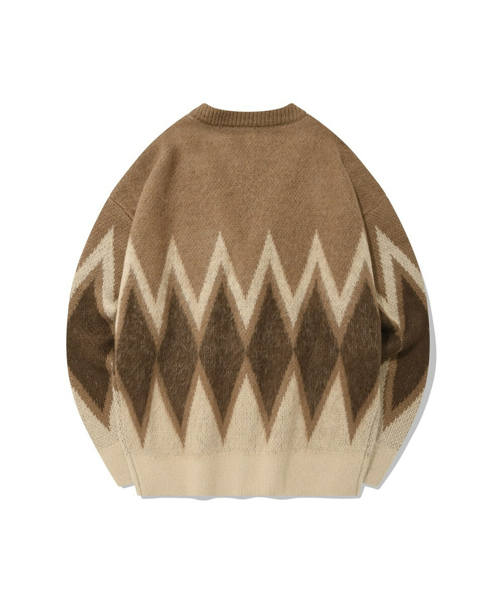 COVERNAT 菱形圖騰 毛衣 針織衫 棕色