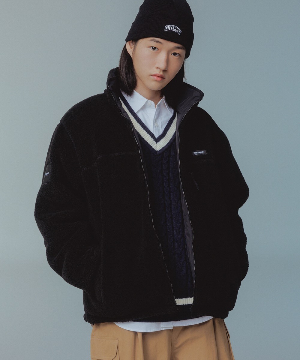 COVERNAT 雙面 羊羔絨 夾克 外套 黑色