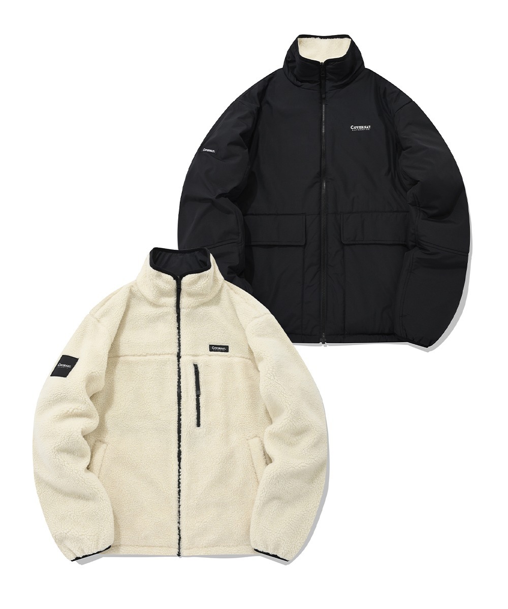 COVERNAT 雙面 羊羔絨 外套 夾克 象牙/黑色