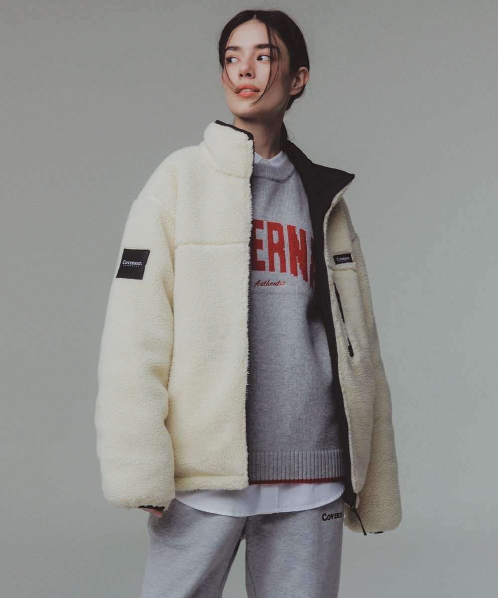 COVERNAT 雙面 羊羔絨 外套 夾克 象牙/黑色