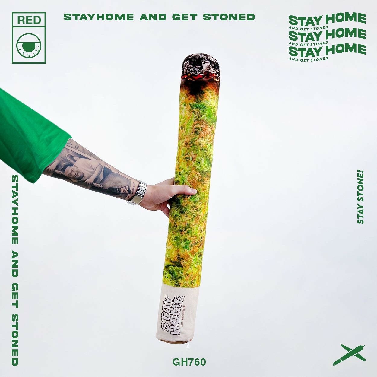 Stayhome x 石頭人煙具之大麻捲菸抱枕 70cm