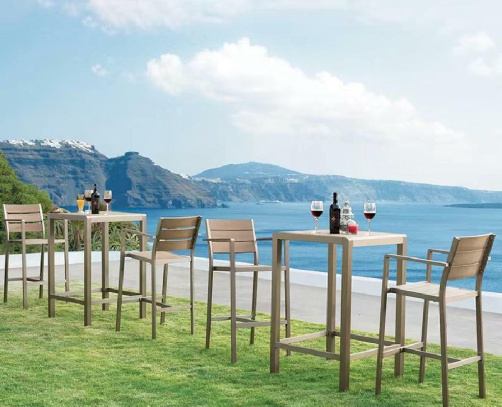 棕色塑木吧枱套裝 ( 1檯 + 2椅 )