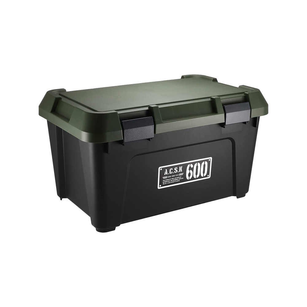 【日本JEJ ASTAGE】600X工業風 可疊式工具收納箱/38L/軍綠黑