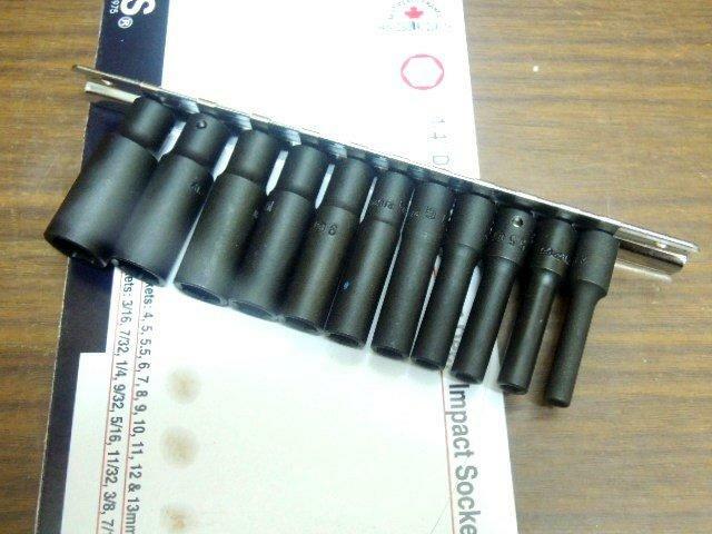 ＊中崙五金【附發票 GENIUS 專業級 2分 1/4 加長氣動套筒組 電動套筒 六角套筒 11件組 TD-211M