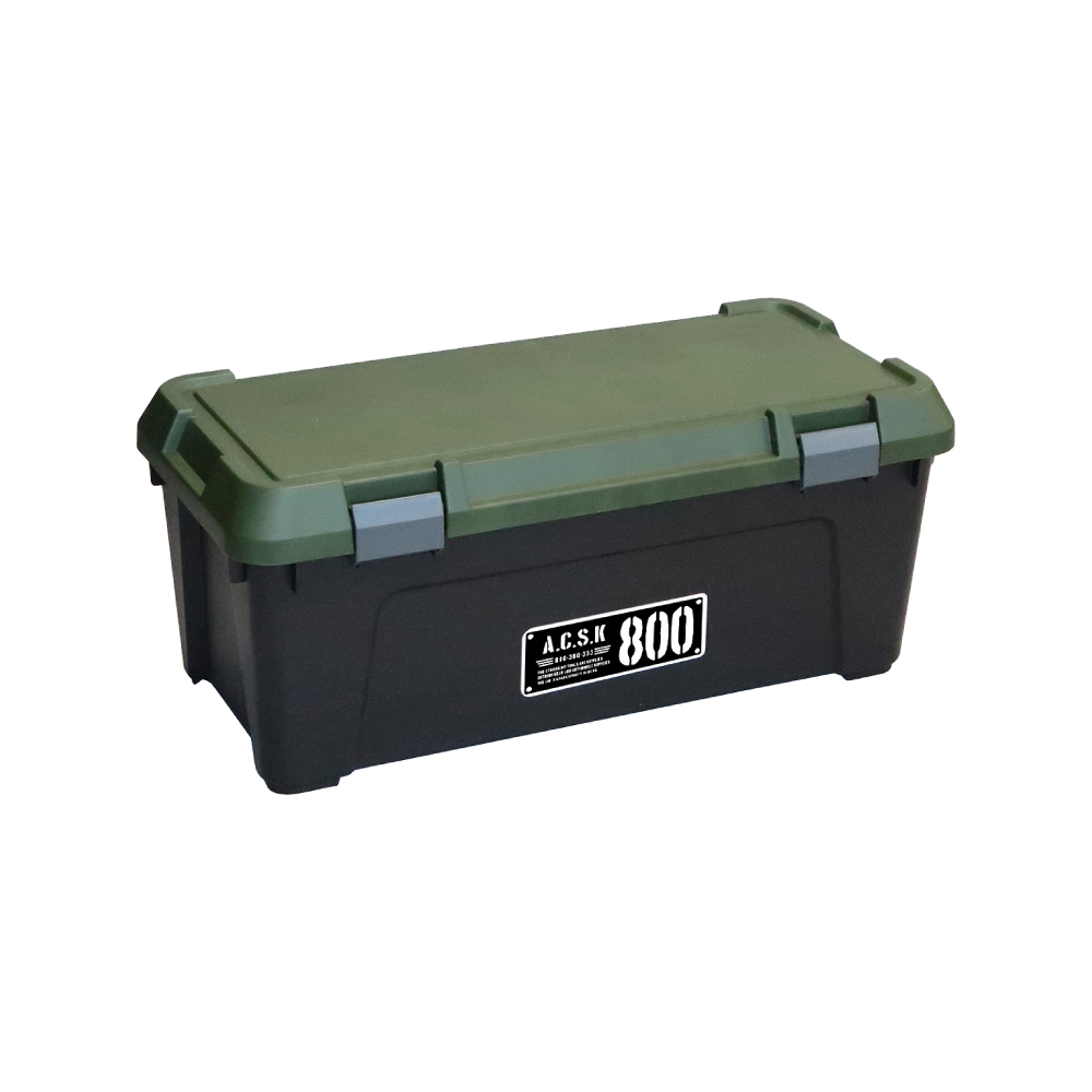 【日本JEJ ASTAGE】800X工業風 可疊式工具收納箱/54L/軍綠黑