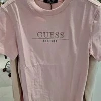 [S] GUESS UNISEX LETTERING LOGO SHORT SLEEVE T-SHIRT,LIGHT PINK, NM2K0356-LPI (SGU225)