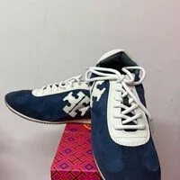 [S] TORY BURCH TORY SNEAKER KID SUEDE/CALF LEATHER,PERFECT NAVY, 76916-400 (STB197)