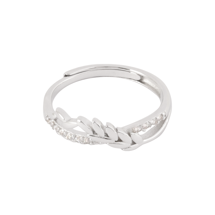 純銀對戒，情侶戒指 鑲鋯麥穗設計；收穫每個幸福時光（2875女款）