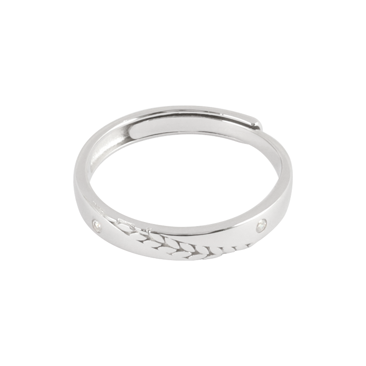 純銀對戒，情侶戒指 鑲鋯麥穗設計；收穫每個幸福時光（2875男款）