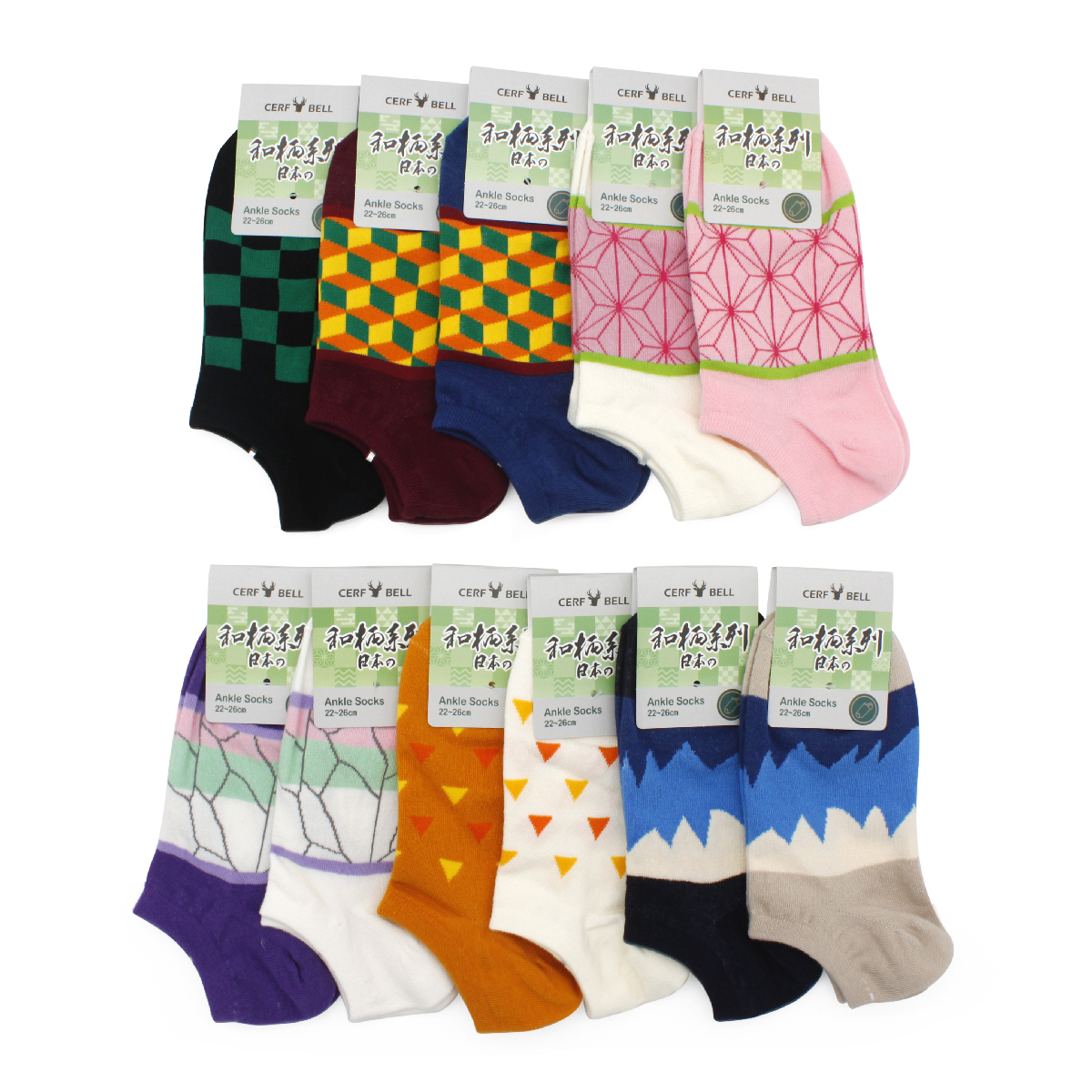 【肌柔】台灣製「防臭吸汗」和柄系列 日系和風棉質船襪丨P1200-P1205