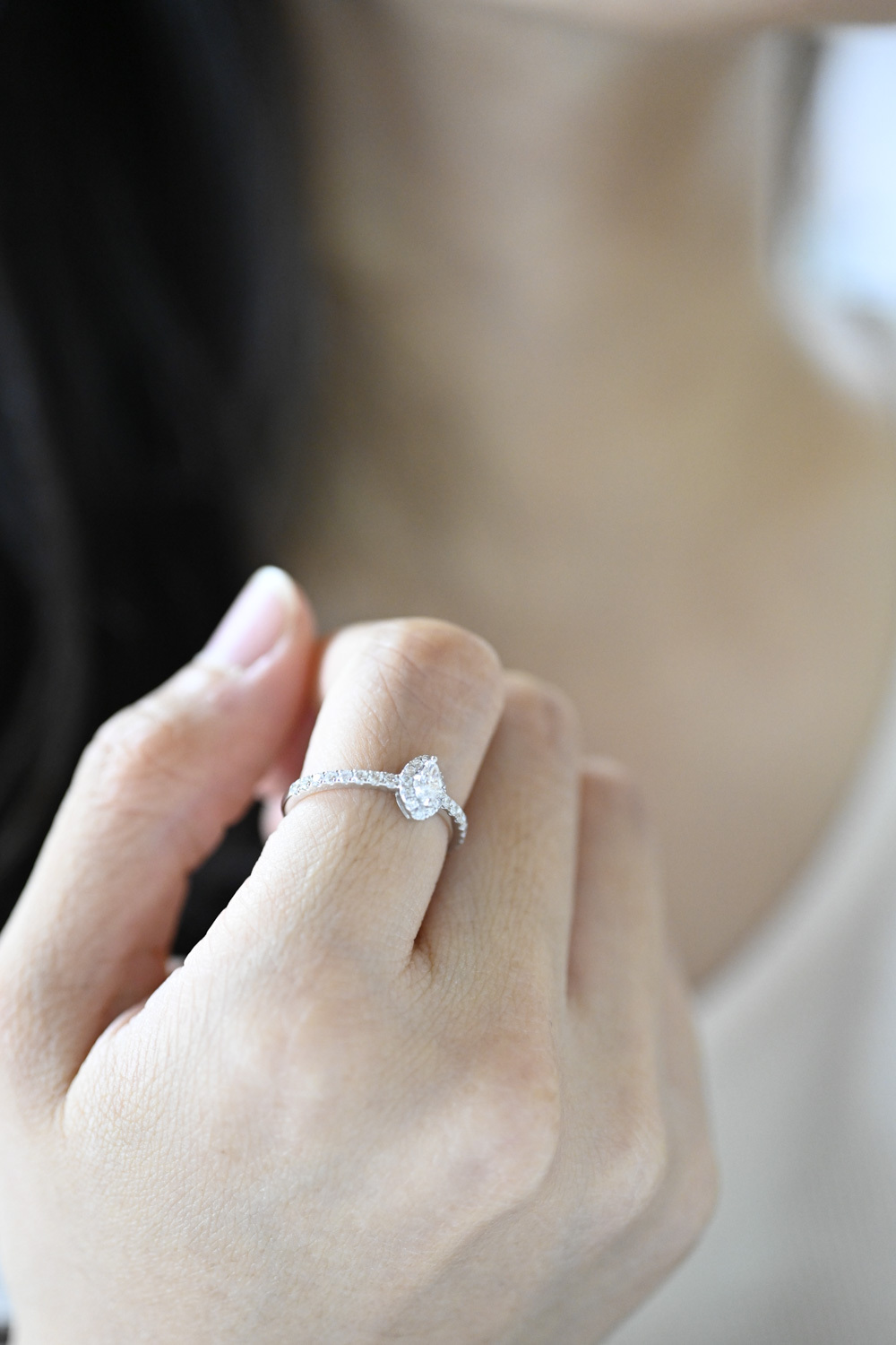 18K Marquise Halo Diamond Ring