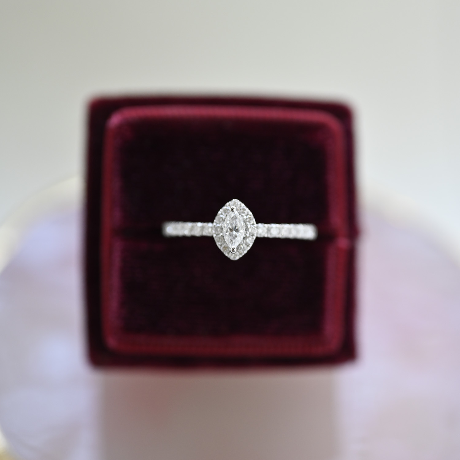 18K Marquise Halo Diamond Ring