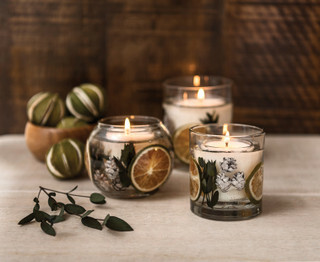 SEASONAL COLLECTION - EUCALYPTUS & LIME - NATURAL WAX SCENTED CANDLE - GEL FISHBOWL