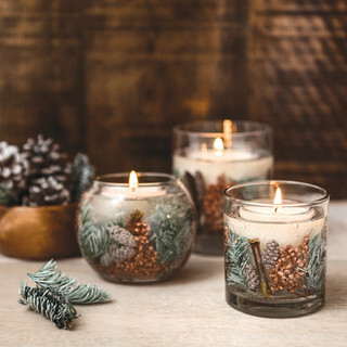 SEASONAL COLLECTION - JUNIPER BERRY & CEDAR - NATURAL WAX SCENTED CANDLE - GEL FISHBOWL
