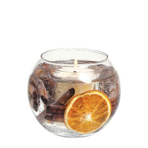 SEASONAL COLLECTION - CINNAMON & ORANGE NATURAL - NATURAL WAX SCENTED CANDLE - GEL FISHBOWL