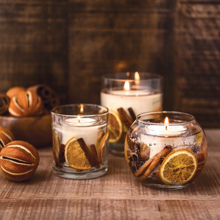 SEASONAL COLLECTION - CINNAMON & ORANGE NATURAL - NATURAL WAX SCENTED CANDLE - GEL FISHBOWL
