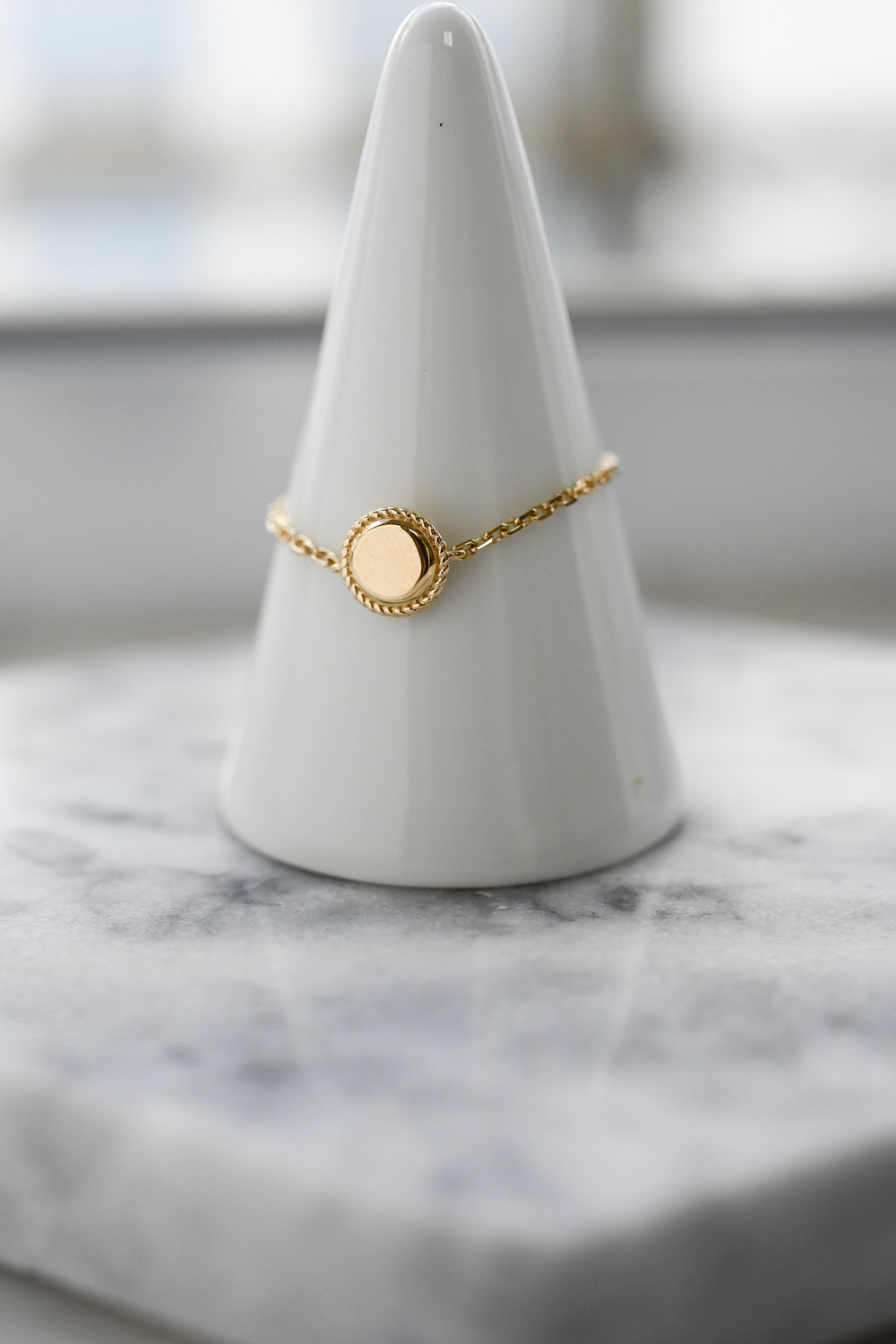 18K Double Side Chain Ring