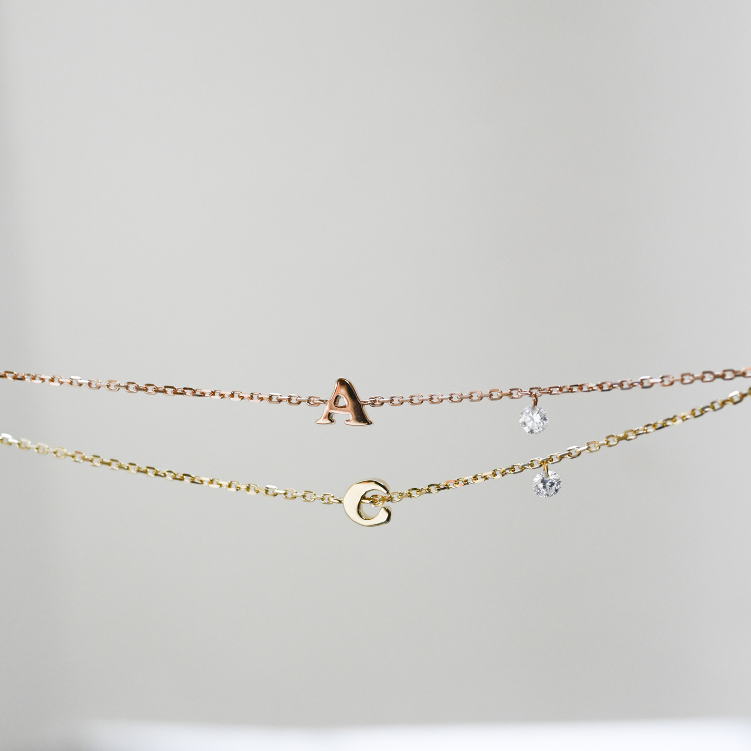 18K Diante Initial & Hanging Diamond Bracelet