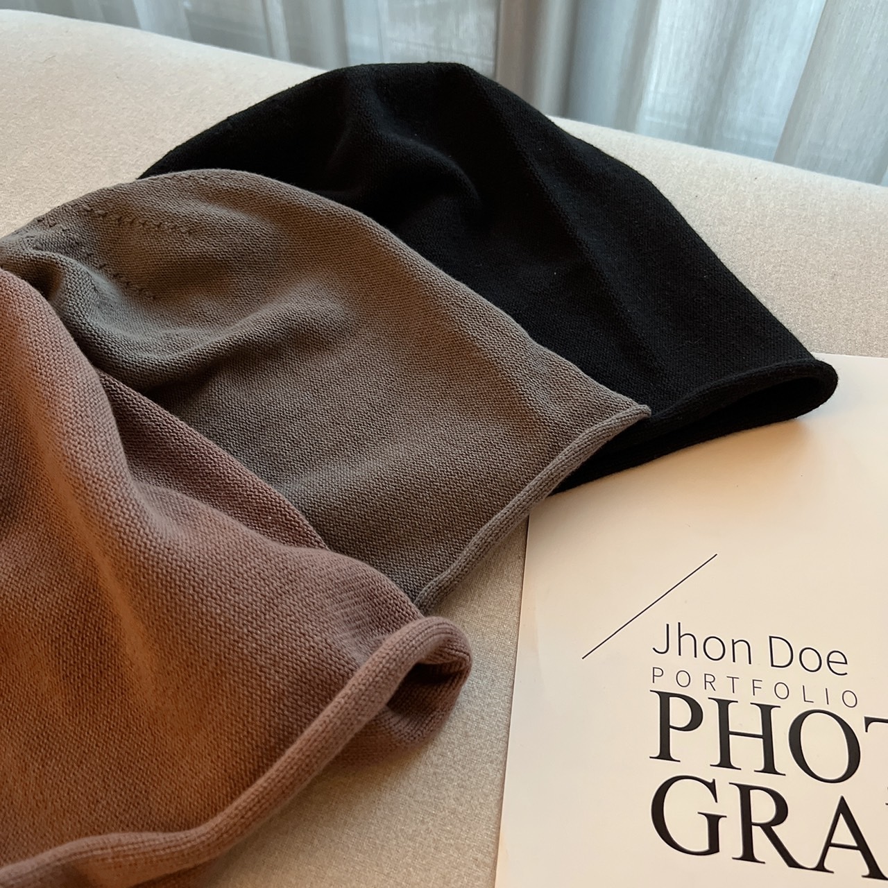 捲邊針織帽/四色