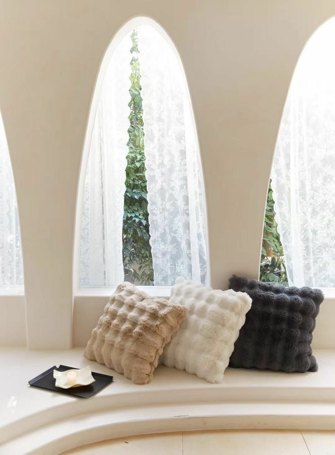 《1297》超柔軟~北歐純色兔兔毛手感抱靠枕