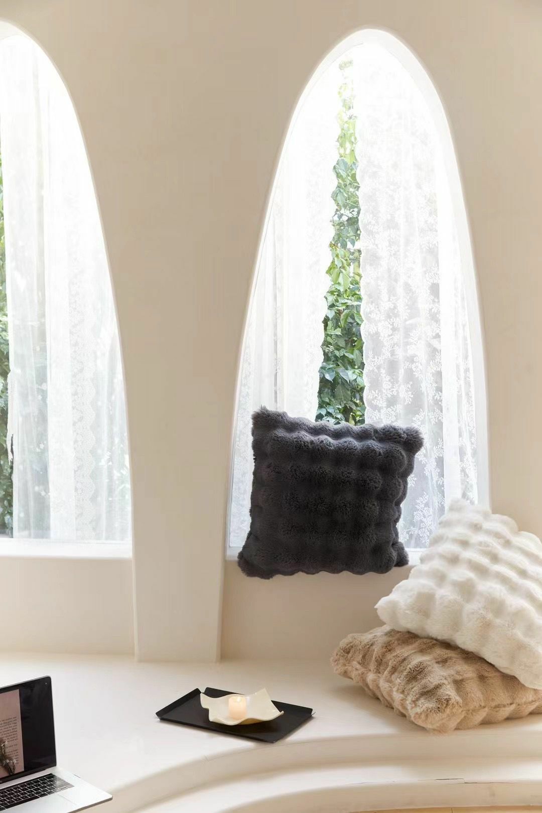 《1297》超柔軟~北歐純色兔兔毛手感抱靠枕