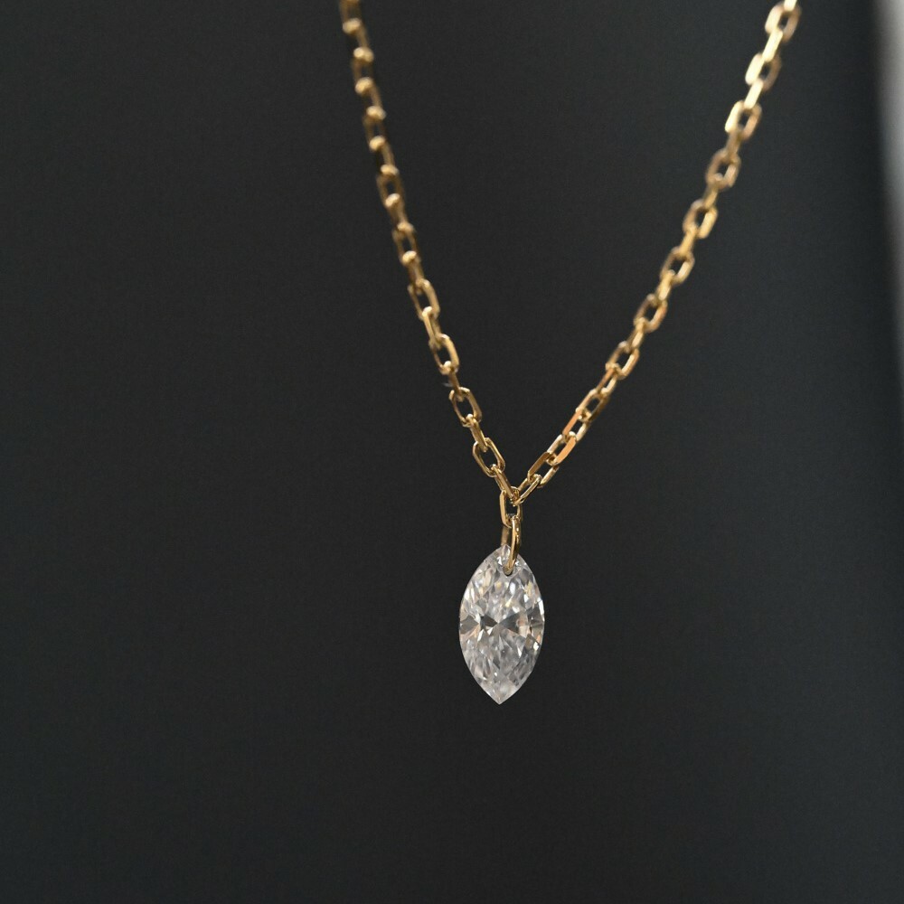 18K Laser Hole Marquise Diamond necklace