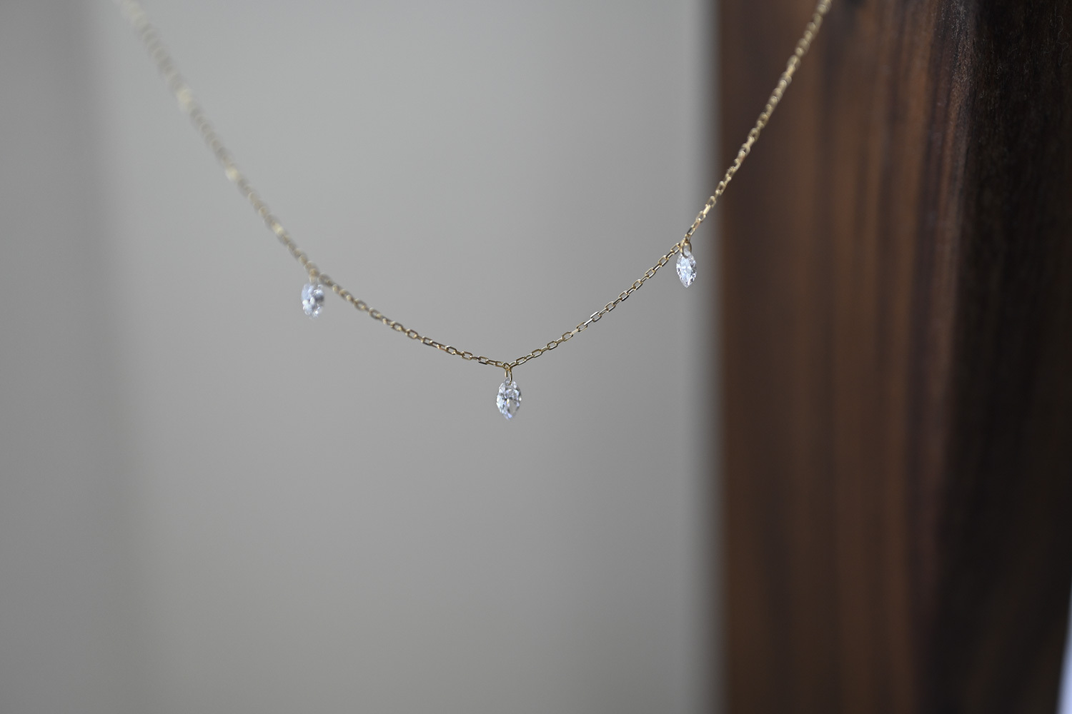 18K Tri-Marquise Laser Hole Diamond Necklace