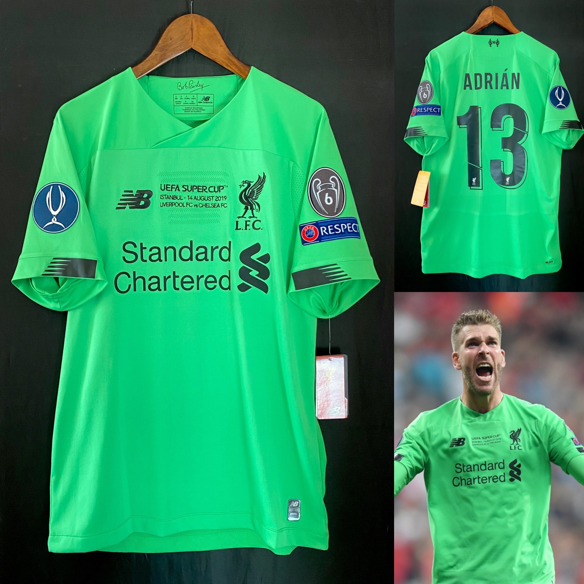 (BNWT) Liverpool 2019 UEFA Super Cup New Balance Goalkeeper shirt #13 ADRIAN