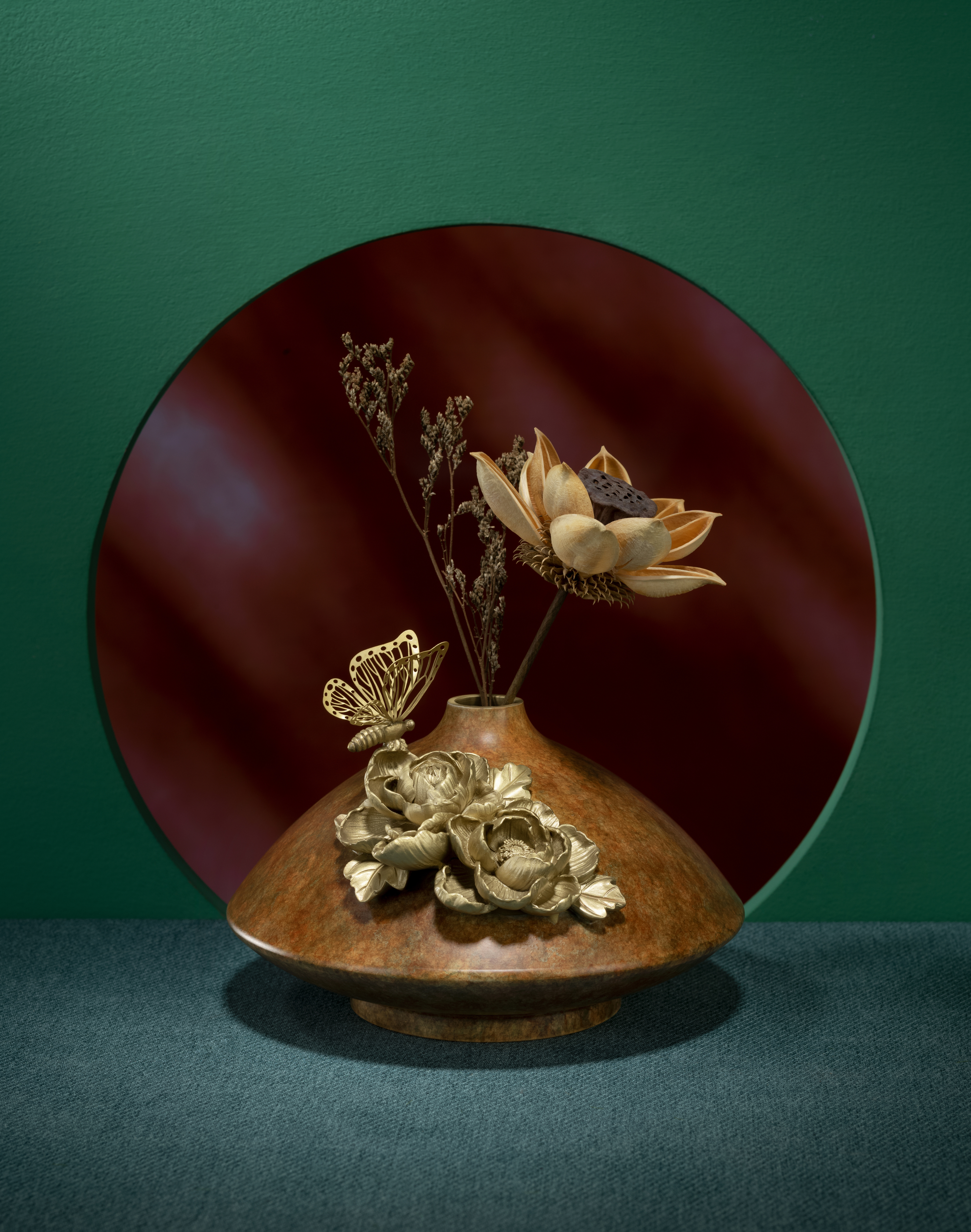 全銅花瓶(花開富貴)｜銅作工藝品
