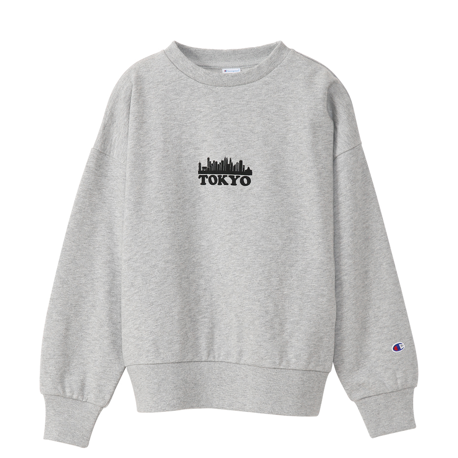 女款-Champion Women's 圓領Tokyo Logo長袖大學Tee-灰色（CW-U001-070）