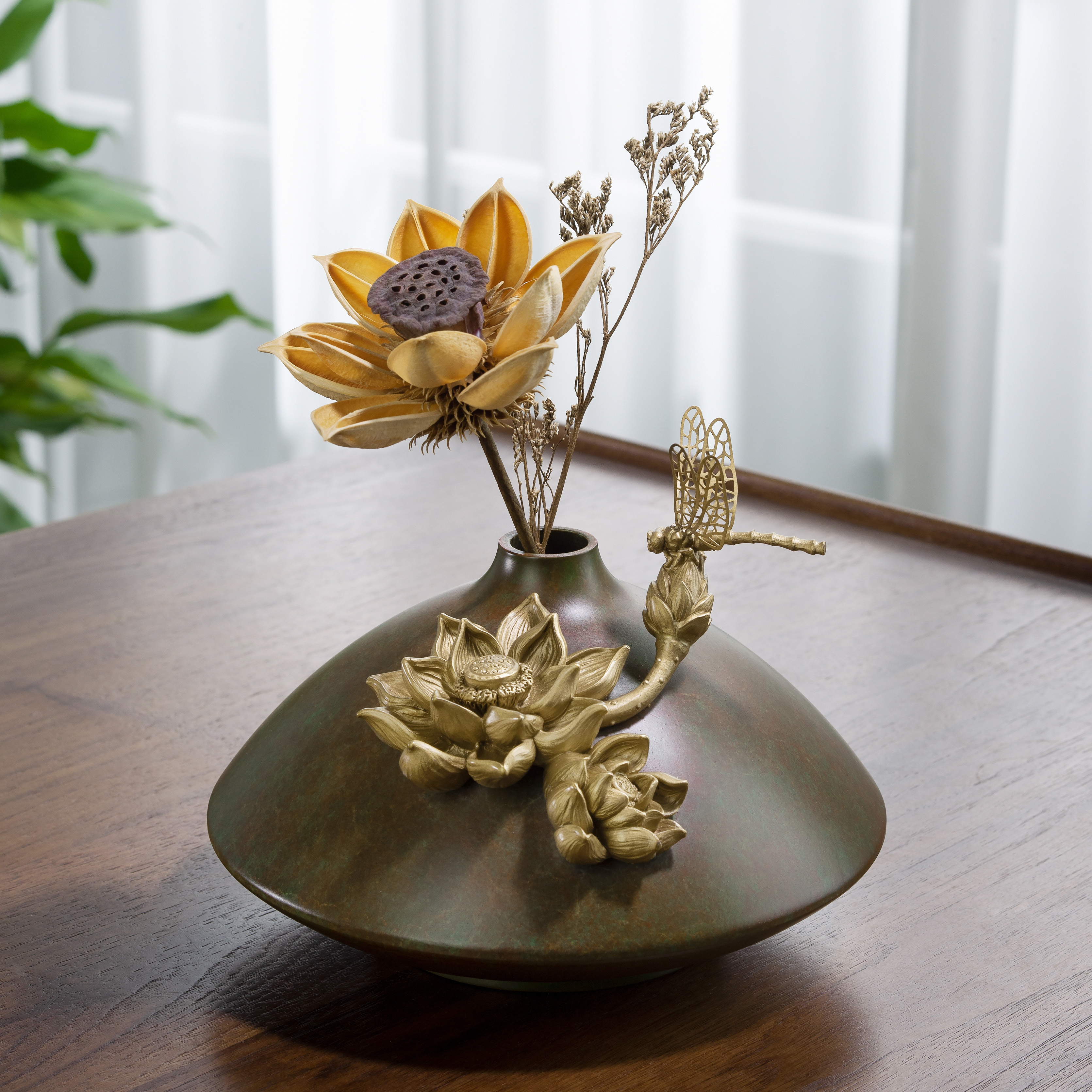 全銅花瓶(蜻蜓點水)◇已停產◇