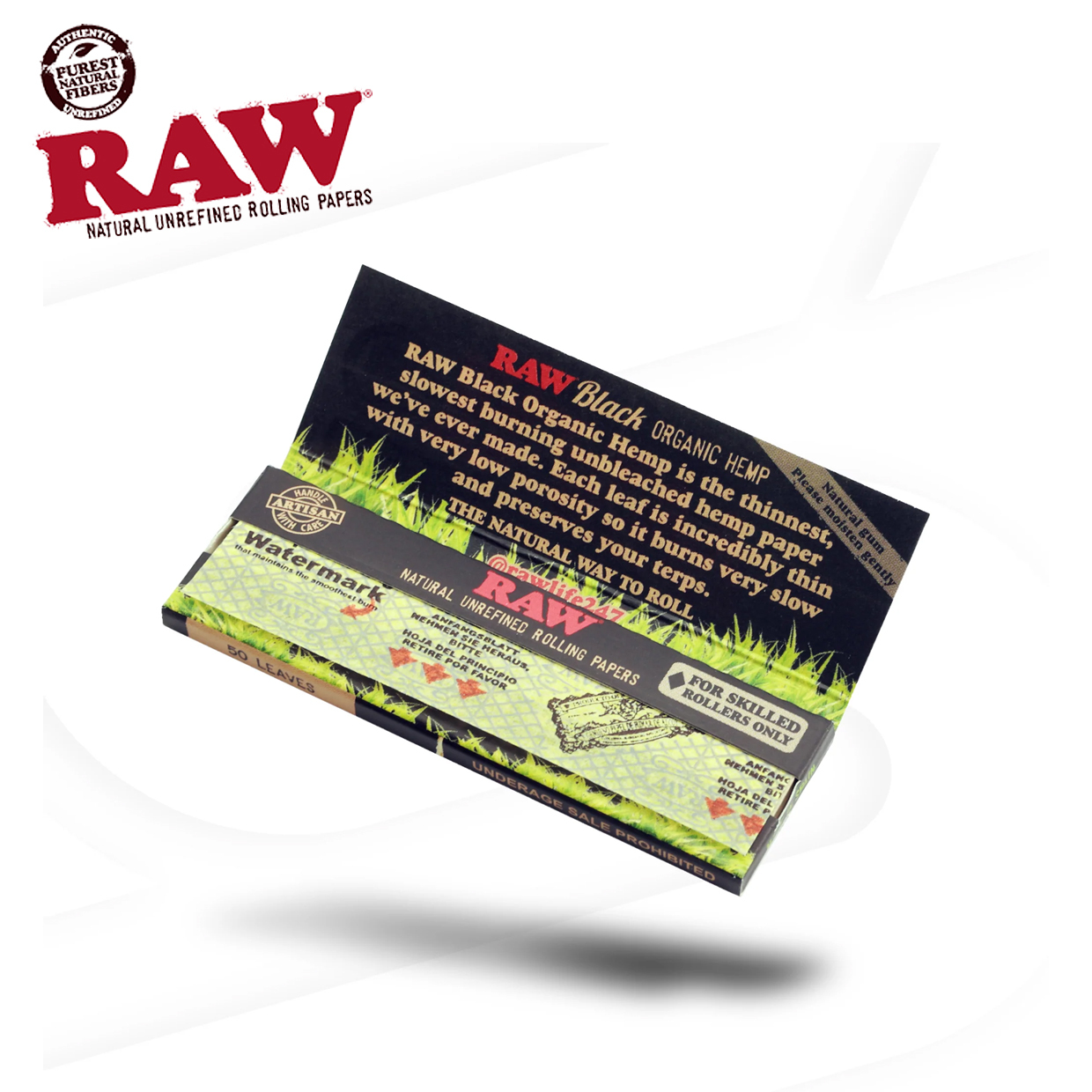 🇪🇸RAW - Black Organic Hemp 1 1/4 Rolling Papers 有機捲煙紙