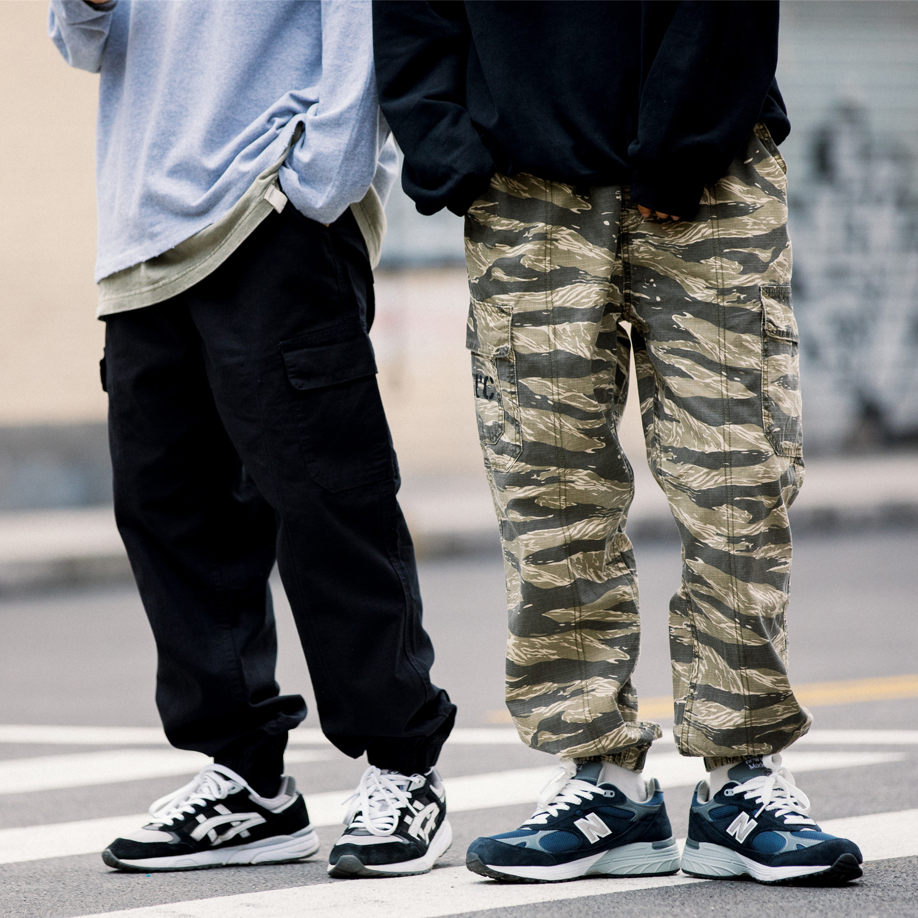 【 60% OFF 】OITC多口袋工裝束腳褲 黑色/虎紋