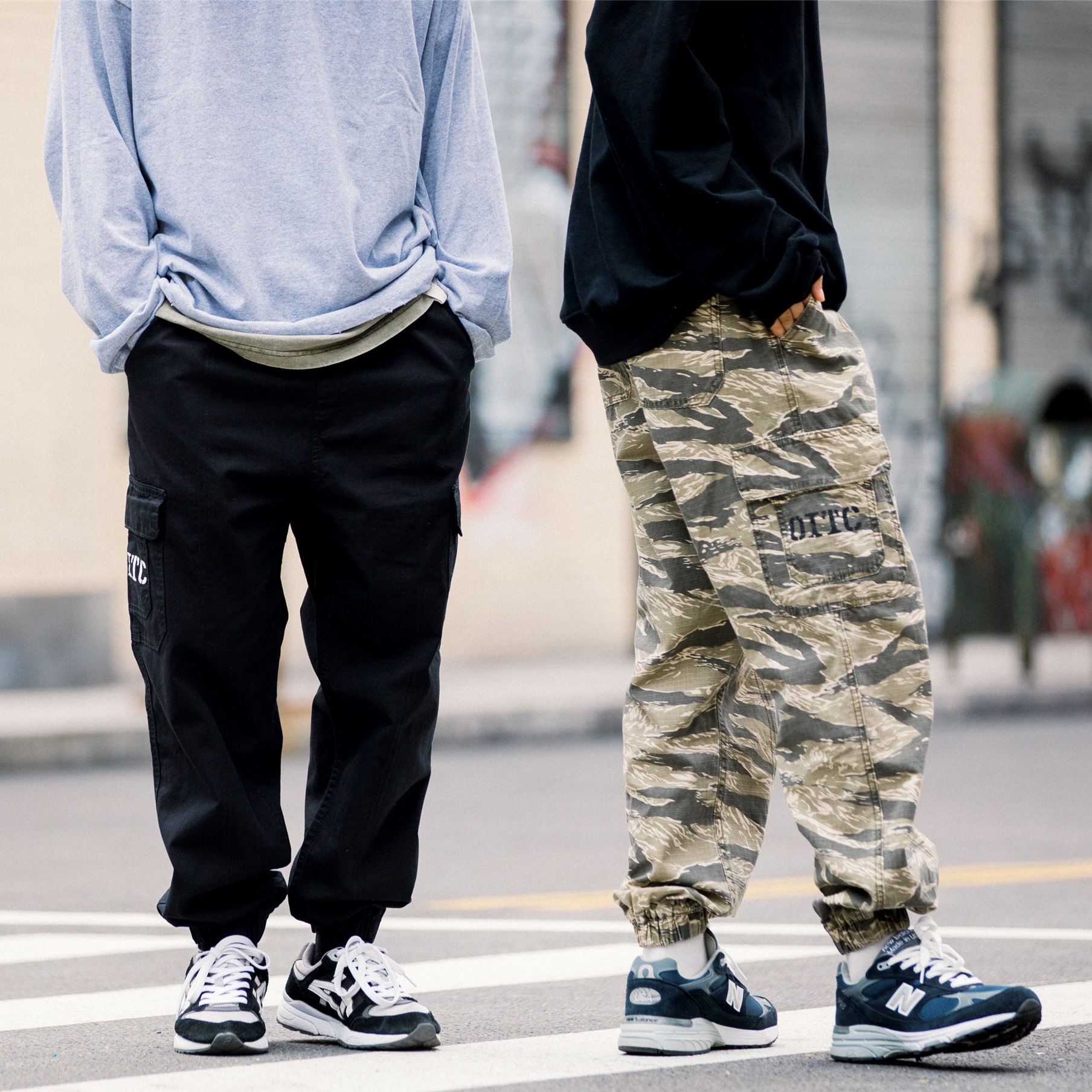 【 60% OFF 】OITC多口袋工裝束腳褲 黑色/虎紋