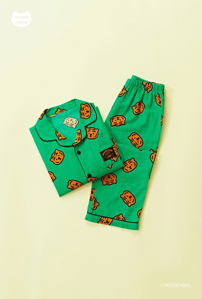 SPAO x Muzik Tiger Kids Pajamas (GREEN)_SPPPC49KU1