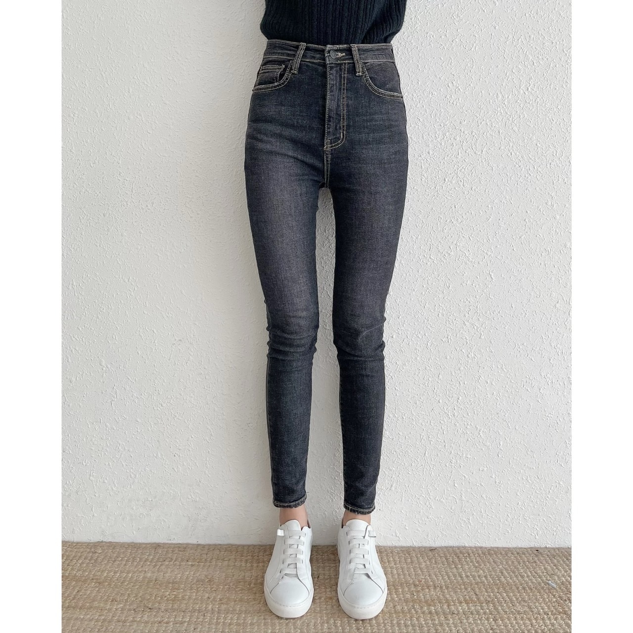 🔥11.09直播新品］💥-3KG超強牛仔褲歐膩家］🇰🇷正韓高腰超彈超顯瘦刷色合身牛仔褲（S-XL/兩色）